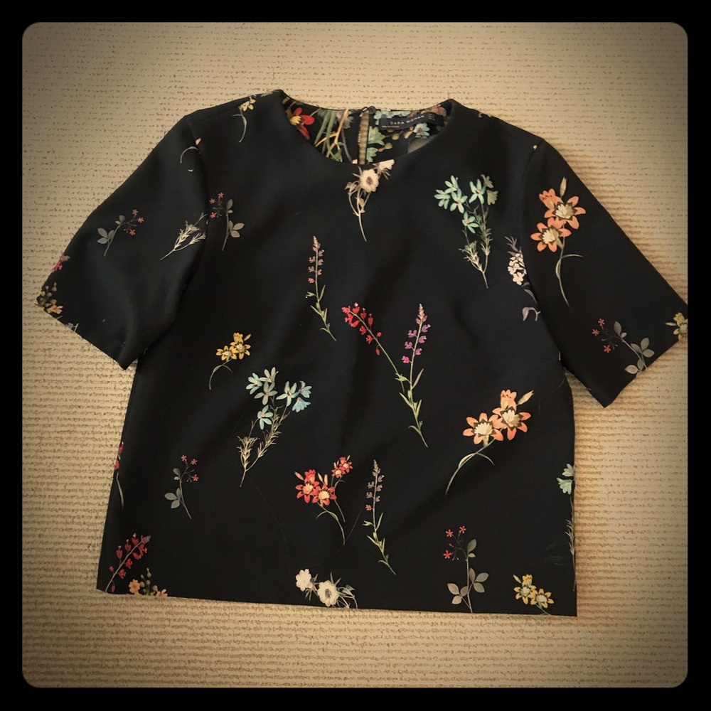 Floral Zara Top Slightly Cropped